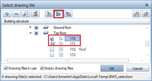 170 Exercise 3: Top Floor Allplan 2017 6 In the Select target drawing file dialog box, click Building structure at the top. Select drawing file 110 (check mark!). 7 Click All in the input options.