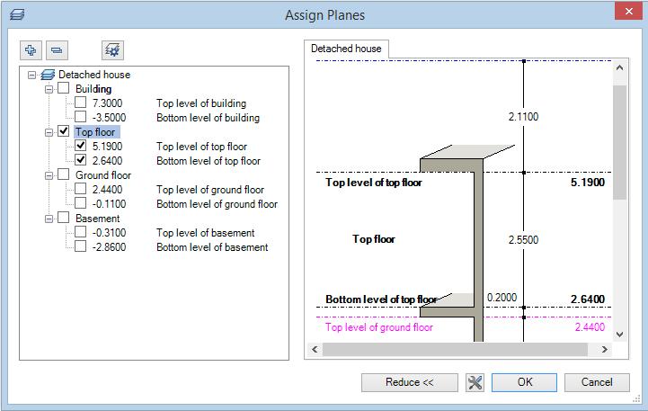 Architecture Tutorial Unit 2: Building Design 171 11 Select the Top floor in the Assign planes dialog box. 12 Click OK to close the dialog box.