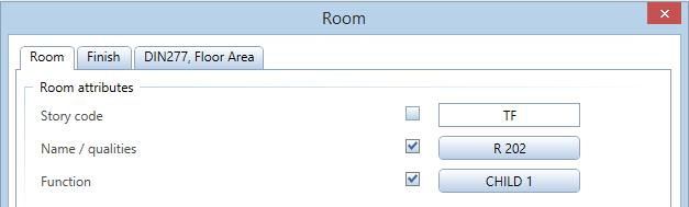 To label and assign finish specifications to rooms 1 Click Redefine Rooms, Surfaces, Stories (Tools palette - Architecture family - Rooms, Surfaces, Stories module - Change area).