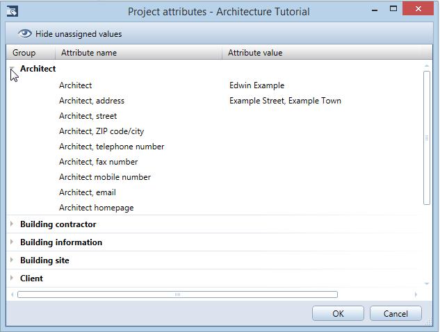368 Exercise 13: Custom Title Block Allplan 2017 4 In the Project Attributes dialog box expand the