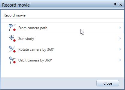 424 Exercise 17: Camera Path, AVI movie Allplan 2017 Recording an AVI movie You will now record an AVI movie along the camera path you have just defined, taking into account the settings for lights