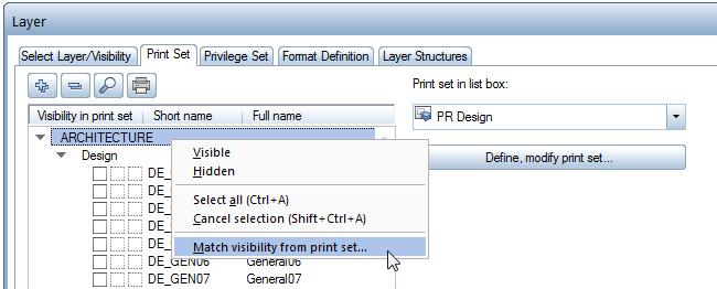 Tip: For other print sets, you can transfer the setting of an already defined print set and then adapt it