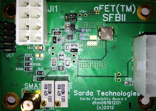GaAs Technology Proven Using Feasibility Boards Buck converter circuit using Sarda's GaAs FETs (12Vin, 1Vout, up to 10A) Discrete GaAs FET implementation: (1) 14mΩ upper FET