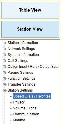 4.3 - Update All Page Speed Dial Button 5.1 - Station View 5.2 - Speed Dials / Favorites Expand Station Settings and click Speed Dials / Favorites. 5.3 - Select a Station Use the drop-down menu to choose the station number of the master station to be configured and click Select 5.