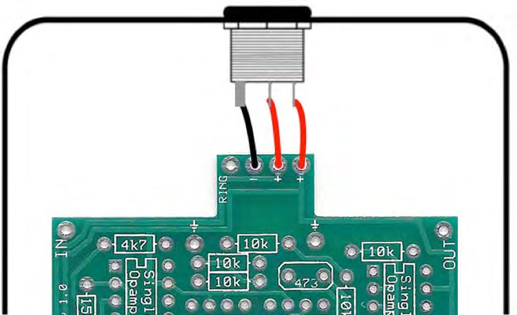 Connect the SLEEVE of the DC adaptor jack to the eyelet on the PCB labeled + farthest to the
