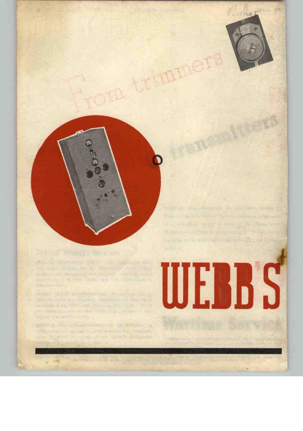 0.1 Electronic Engineering loc' k March, 1943 Typical Webb's Services SPECIAL PRODUCTS DEPT.