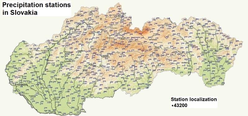 The density of precipitation networks reporting data on hydrometeors in Central Europe including the territory of Slovakia is quite dense in comparison to other regions.