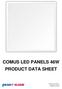 COMUS LED PANELS 46W PRODUCT DATA SHEET