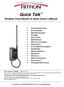 Quick Talk. Wireless Voice Monitor & Alarm Owner s Manual