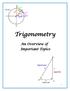 Trigonometry. An Overview of Important Topics