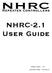 NHRC-2.1 User Guide. Software Version: User Guide Version: 2012-Sep-15