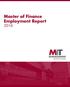 Master of Finance Employment Report 2016