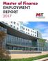 Master of Finance EMPLOYMENT REPORT