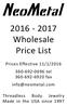 Wholesale Price List. Prices Effective 11/1/ tel fax