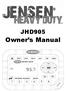 JHD905. Owner s Manual JENSEN MUTE DISP AM/FM AUX WB TIMER HEAVY DUTY JENSEN VOL+ AUDIO MENU VOL- SEEK SEEK AM/FM/WB RECEIVER JHD905