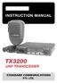 INSTRUCTION MANUAL TX3200 UHF TRANSCEIVER STANDARD COMMUNICATIONS PTY. LTD.