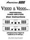 PROFESSIONAL POWER AMPLIFIERS. User Instructions. American DJ V3000 LIMITER. American DJ LIMITER I LIMITER. ON channel 2