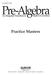 Pre-Algebra. Practice Masters GLENCOE. An Integrated Transition to. Algebra & Geometry GLENCOE. McGraw-Hill