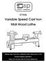Variable Speed Cast Iron Midi Wood Lathe