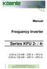 Manual. Frequency Inverter. Series KFU 2- / 4- 0,55 to 3,0 kw 230 V KFU 2-0,55 to 132 kw 400 V KFU 4- KN E