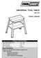 UNIVERSAL TOOL TABLE. Owner s Manual
