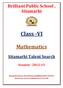 Brilliant Public School, Sitamarhi. Class -VI. Mathematics. Sitamarhi Talent Search. Session :