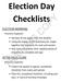 Election Day Checklists