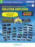 ISOLATION AMPLIFIER. 20 SERIES Indispensable in highly noisy environments! Designed with State-of-the-art Analog Technology