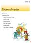 Types of center. Unit 2. The center. Types of center