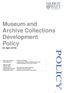 Museum and Archive Collections Development Policy 24 April 2018