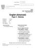 English (Advanced) Paper 2 Modules