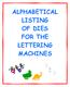 ALPHABETICAL LISTING OF DIES FOR THE LETTERING MACHINES