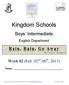 Kingdom Schools. Boys Intermediate. (Feb. 02 nd -06 th, 2013) English Department. Name: