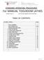 STANDARD OPERATING PROCEDURES For MANUAL TOOLROOM LATHES TABLE OF CONTENTS