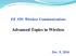 EE 359: Wireless Communications. Advanced Topics in Wireless
