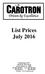 List Prices July 2016