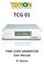 TCG 01. TIME CODE GENERATOR User Manual. 9 th Edition