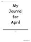My Journal for April