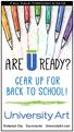 F ALL S ALE THROU GH 9 /30 /18. GEAr u P for BACK TO SCHOOL! Redwood City Sacramento UniversityArt.com