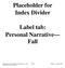 Placeholder for Index Divider Label tab: Personal Narrative Fall