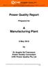 Power Quality Report. A Manufacturing Plant