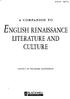 ENGLISH RENAISSANCE LITERATURE AND CULTURE