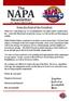 NAPA. The. Newsletter. From the Desk of the President. Together Each of us Accomplish More
