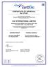 CERTIFICATE OF APPROVAL No CF 581 CGI INTERNATIONAL LIMITED