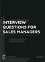 INTERVIEW QUESTIONS FOR SALES MANAGERS