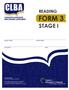 STAGE I READING FORM 3. Copyright 2015 Centre for Education & Training