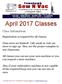 April 2017 Classes. Registration is required for all classes. All classes you can use your own machine or you can request a store machine.