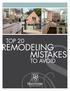 TOP 20 REMODELING MISTAKES TO AVOID