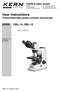 User instructions Transmitted light phase contrast microscope