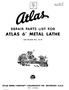 METAL LATHE ATLAS 6 11 REPAIR PARTS LIST FOR ATLAS PRESS COMPANY - KALAMAZOO 13D - MICHIGAN - U.S.A. CATALOG No. 618 REV /06/24